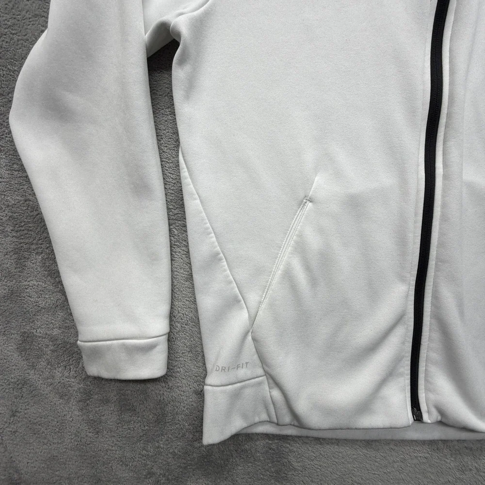 Nike Hoodie Mens M White Full Zip Hooded Lined Dri-FIT Swoosh 931996-100